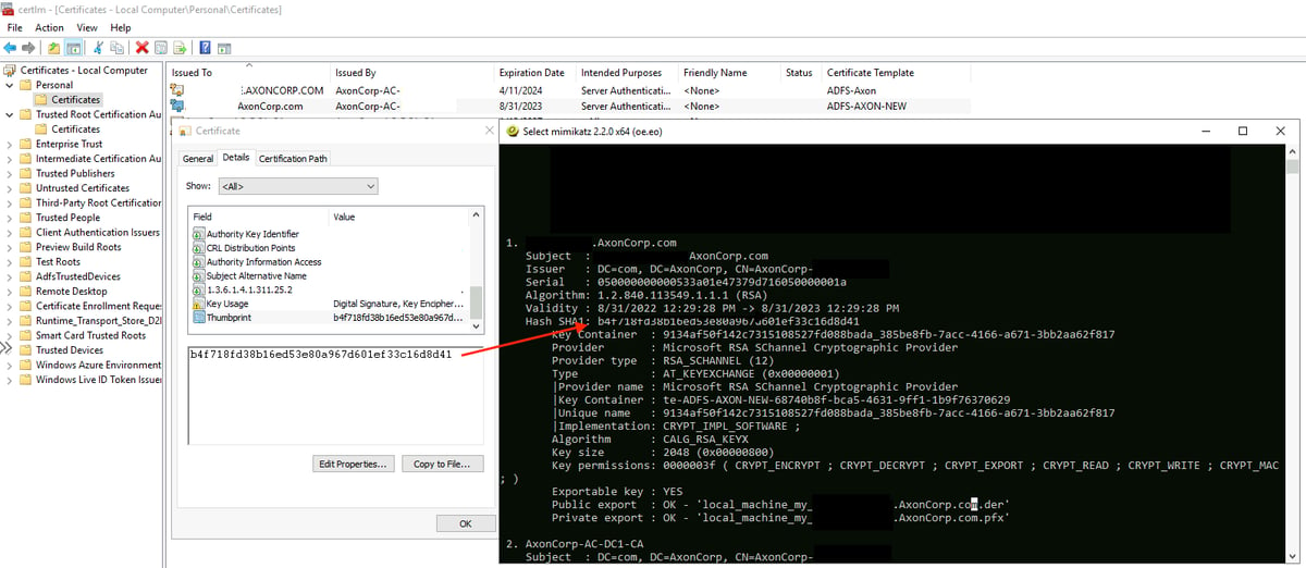 Exporting non-exportable certificate using Mimikatz 