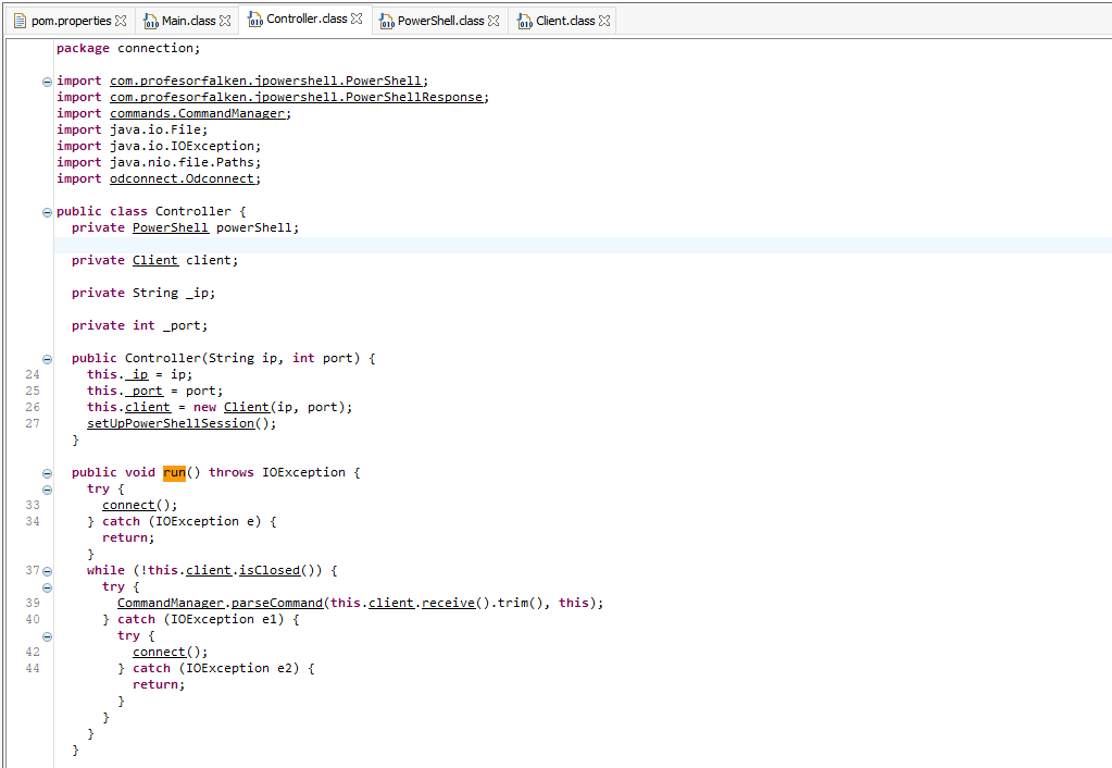 Java code snippet from the Controller class in a decompiled Java program